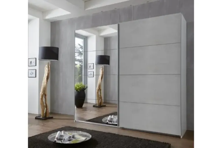 Ernie Sliding Door Wardrobe | Double Hanging Rails & Shelf