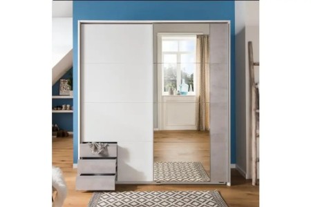 Emden Sliding Door Wardrobe | 3 Shelves & 3 Drawers