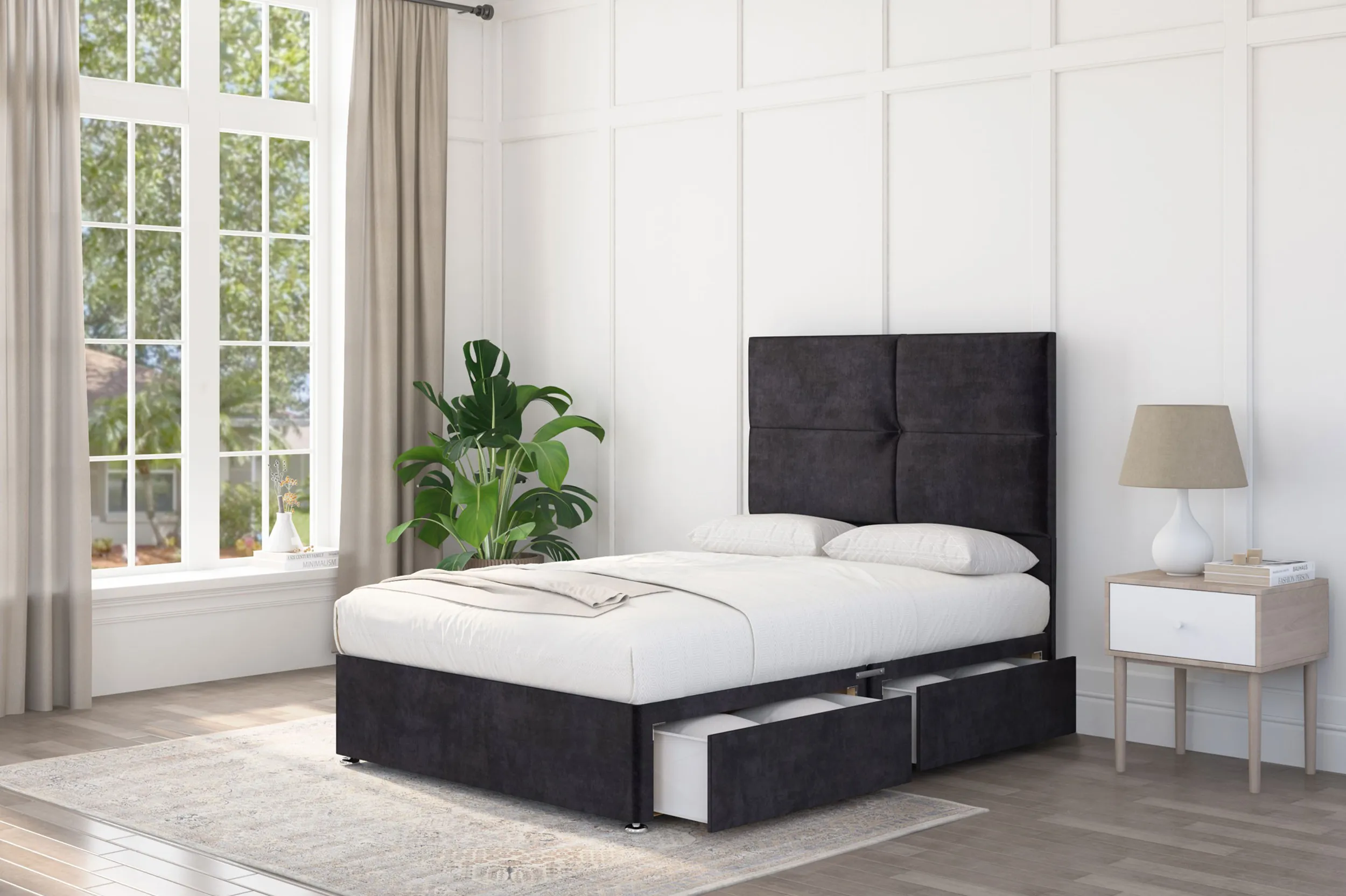 Milano Upholstered Divan Bed with Storage