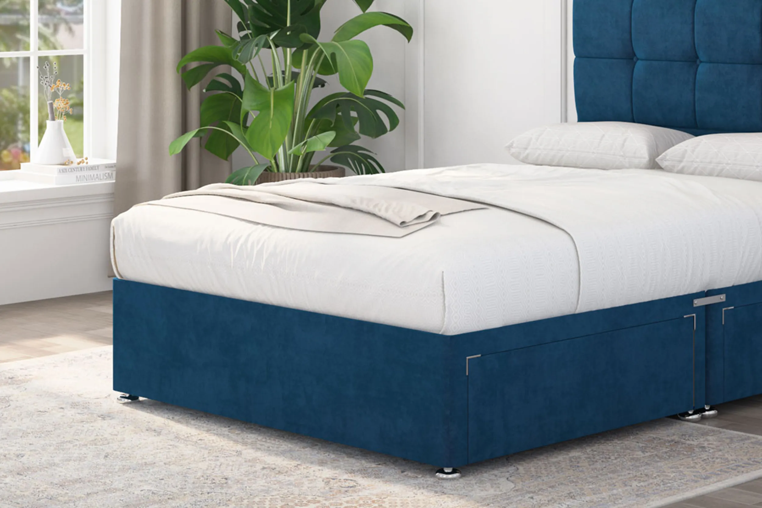 Cube Upholstered Divan Bed with Storage